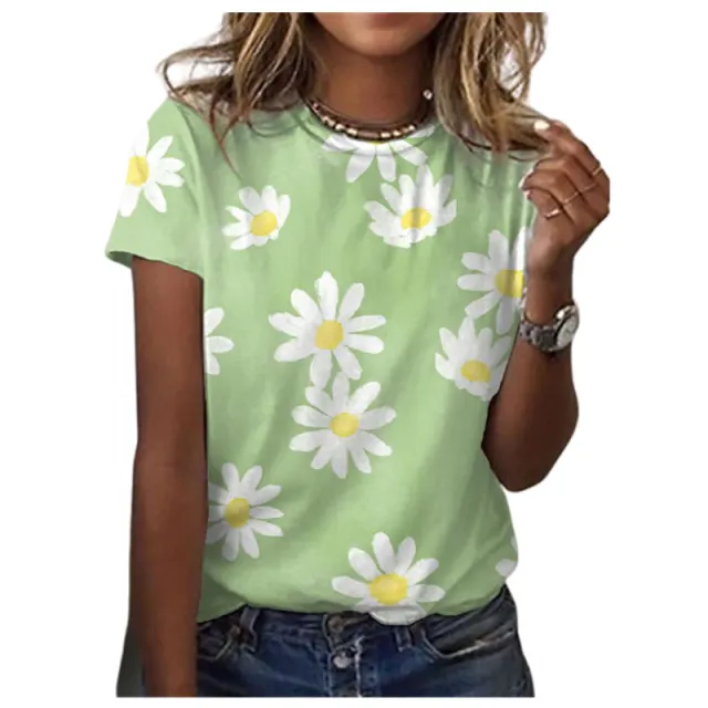 European And American Round Neck Printed Pullover Loose Large Size Short Sleeve 12Style - Shop at LoveMi