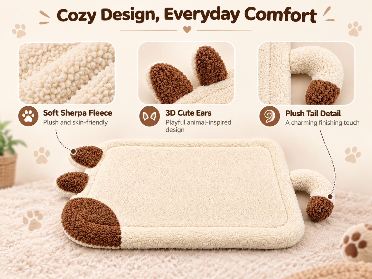 Thickened Lamb-Fleece Pet Mat  Washable  Chew-Resistant  And Anti-Slip Dog Bed  Durable   Scratch-Resistant  And Wear-Resistant Pet Cushion detail photo 5
