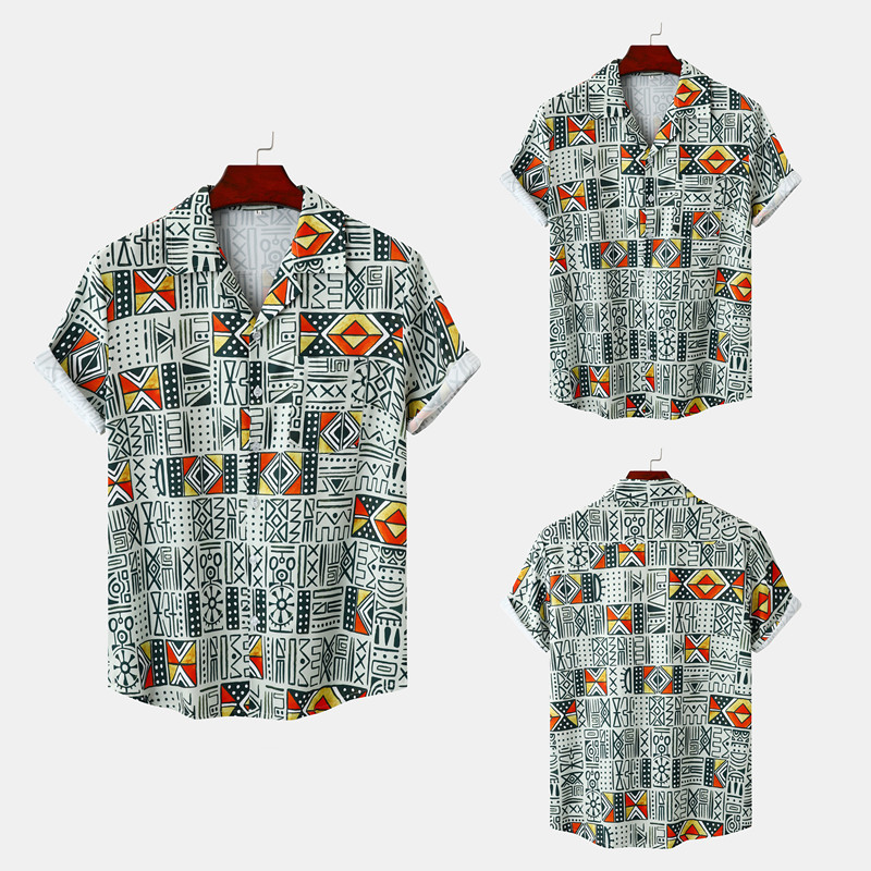 Title 6, Camisa de manga corta estampada para hombre est...