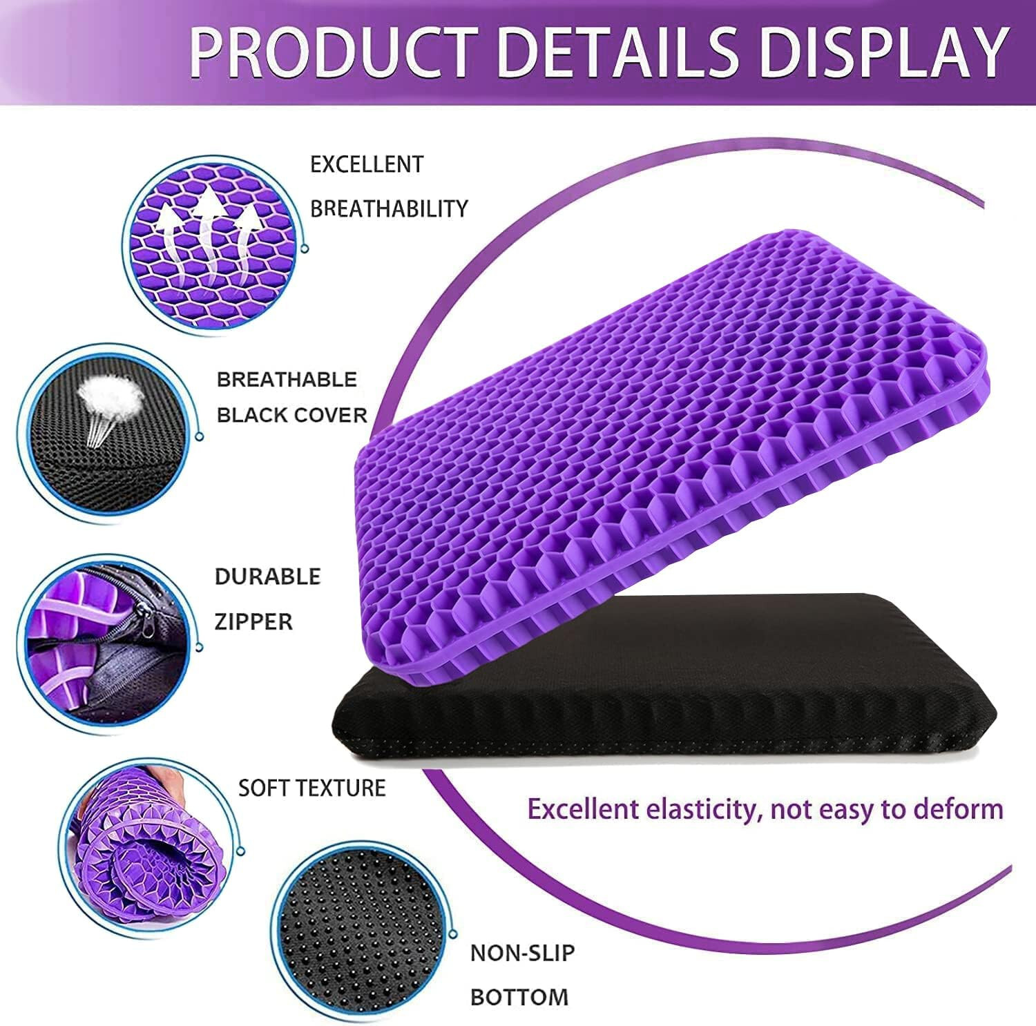 Honeycomb Breathable Gel Seat Cushion Cooling Double Thick Egg Sitting Pad Mat — image 7