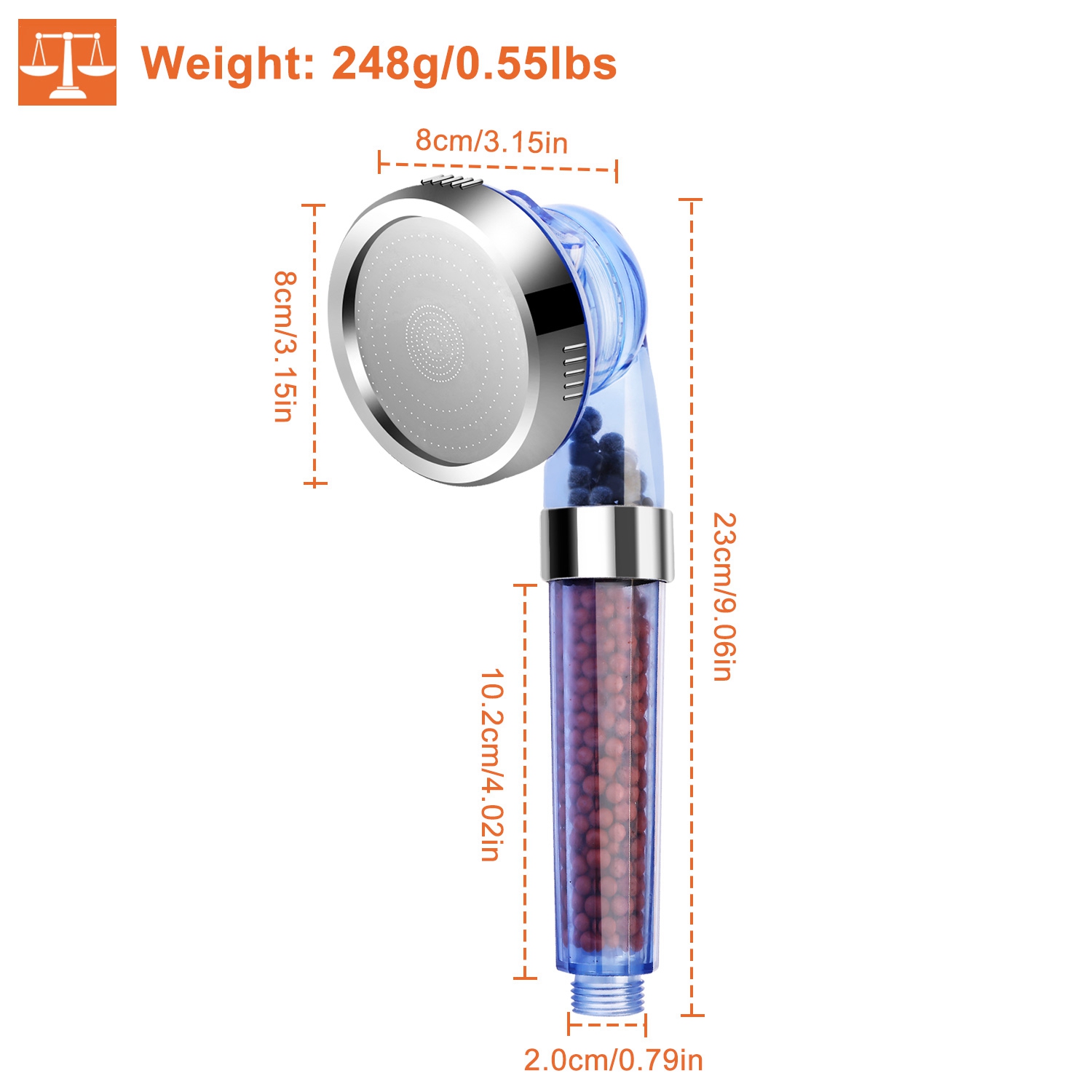 1Pc Ionic Filtration Shower Head High Pressure 3 Mode Stone Water Saving Bath Handheld Shower_voghion.com