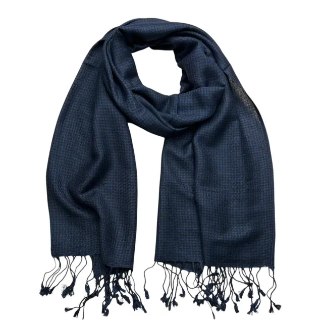 Navy Herringbone Texture Jacquard Weave Mimics Luxury Fabrics,Versatile Everyday Scarf ,Pairs With All Casual Outfits,Office Appropriate Subtlety F... Blue - Shop at LoveMi