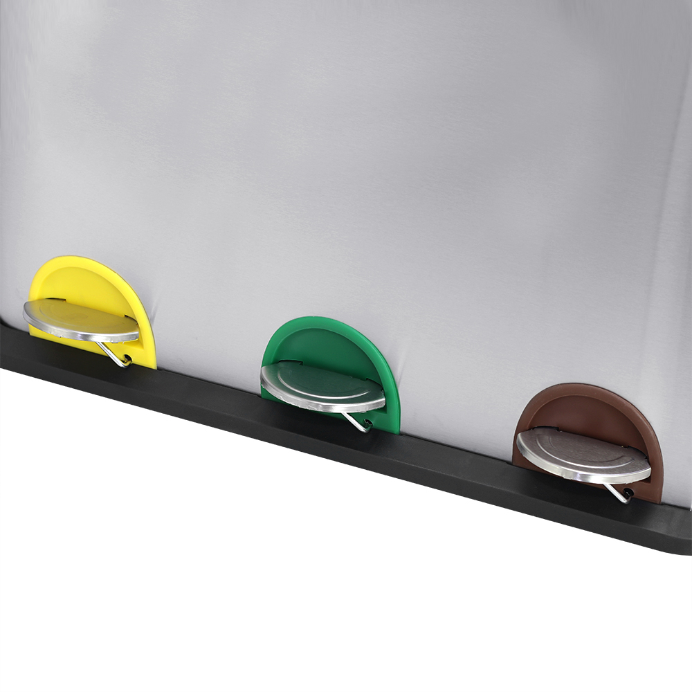 Rubbish Bin, Recycling For Kitchen,Stainless Triple Compartment Food Waste — image 6