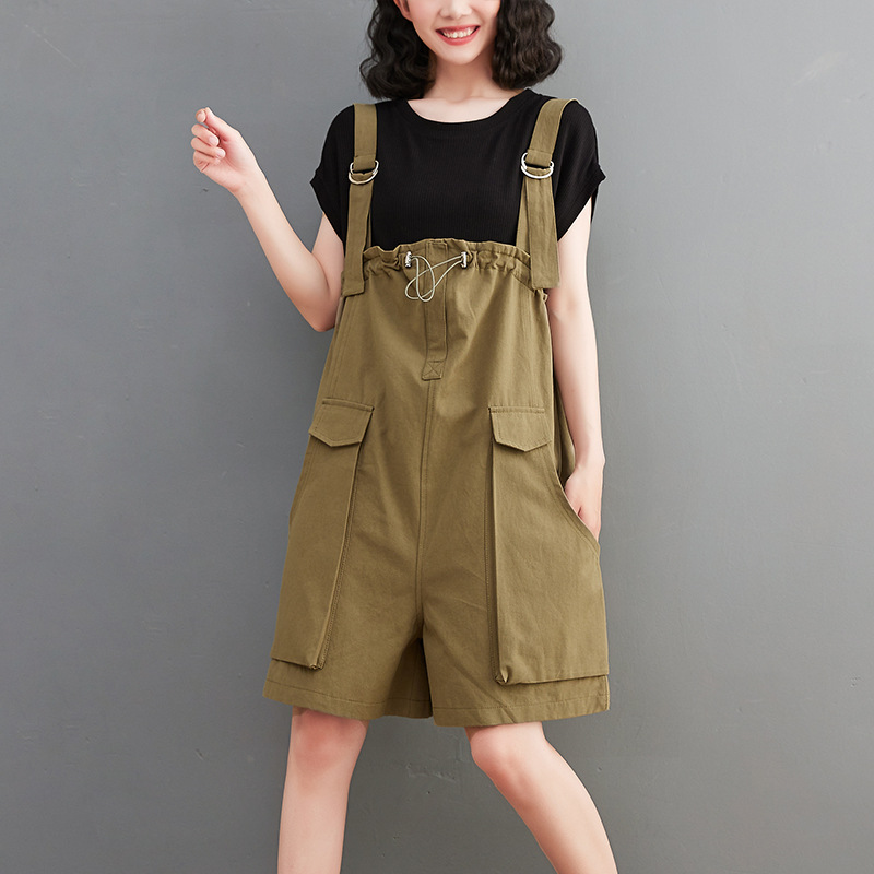 Women’s Fat Sister Loose And Thin Big Pocket Casual Overalls