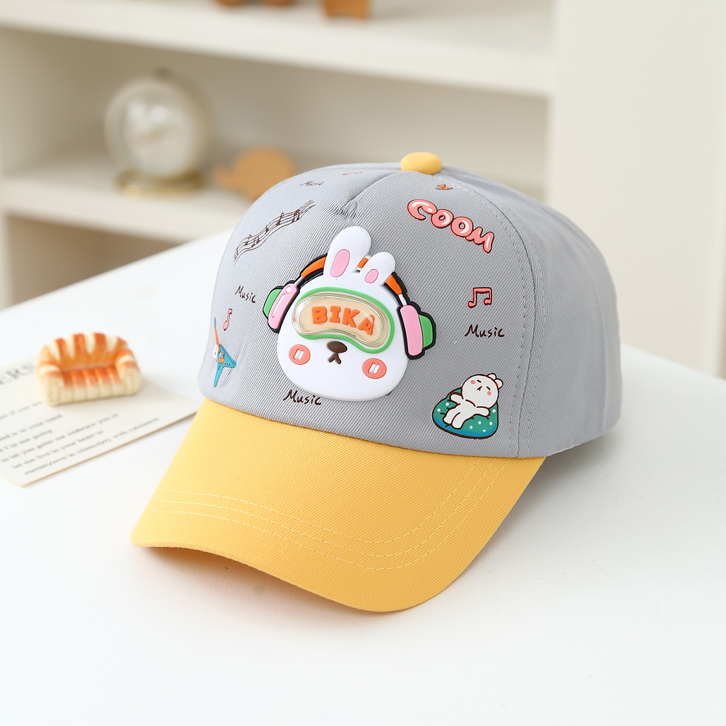 New Children's Cartoon Music Rabbit Super Cute Printed And Colored Baseball Cap For Babies, Outdoor Sun Protection Hat