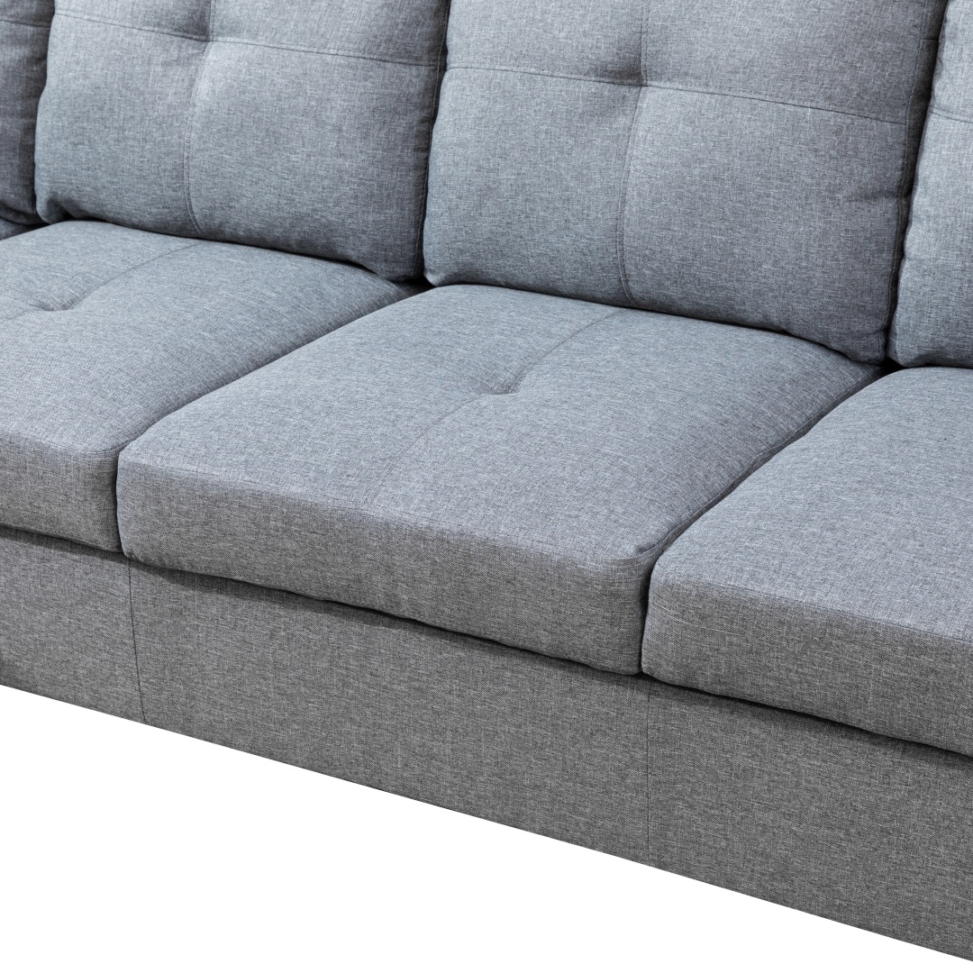 Pickup Only--Grey Linen 3-Piece Couch Living Room Sofa Set