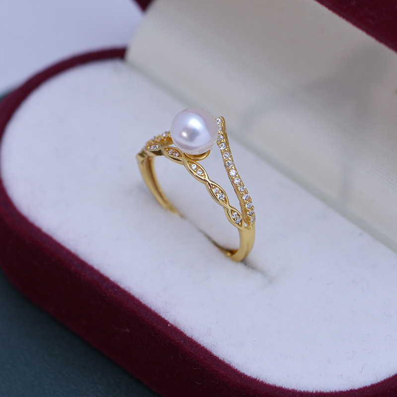 Title 10, Freshwater Pearl Perfect Circle White Ring S925...