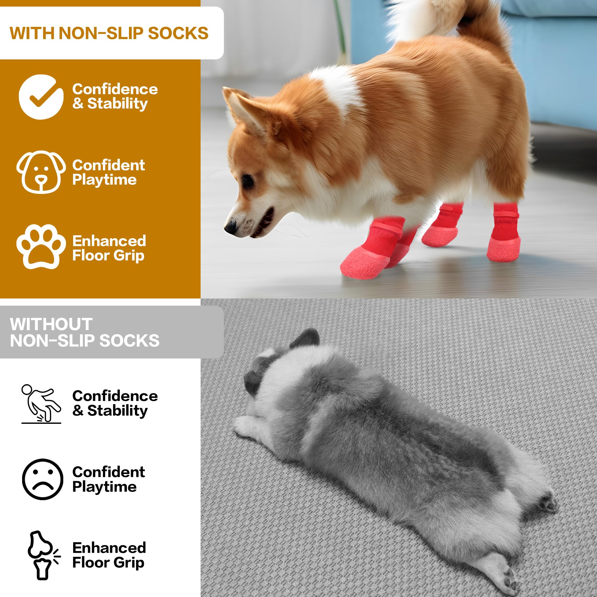 Anti-Slip Dog Socks (Set of 4)