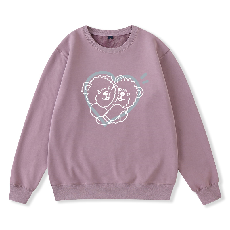 Title 8, Bear print soft milk blue sweater loose long sl...