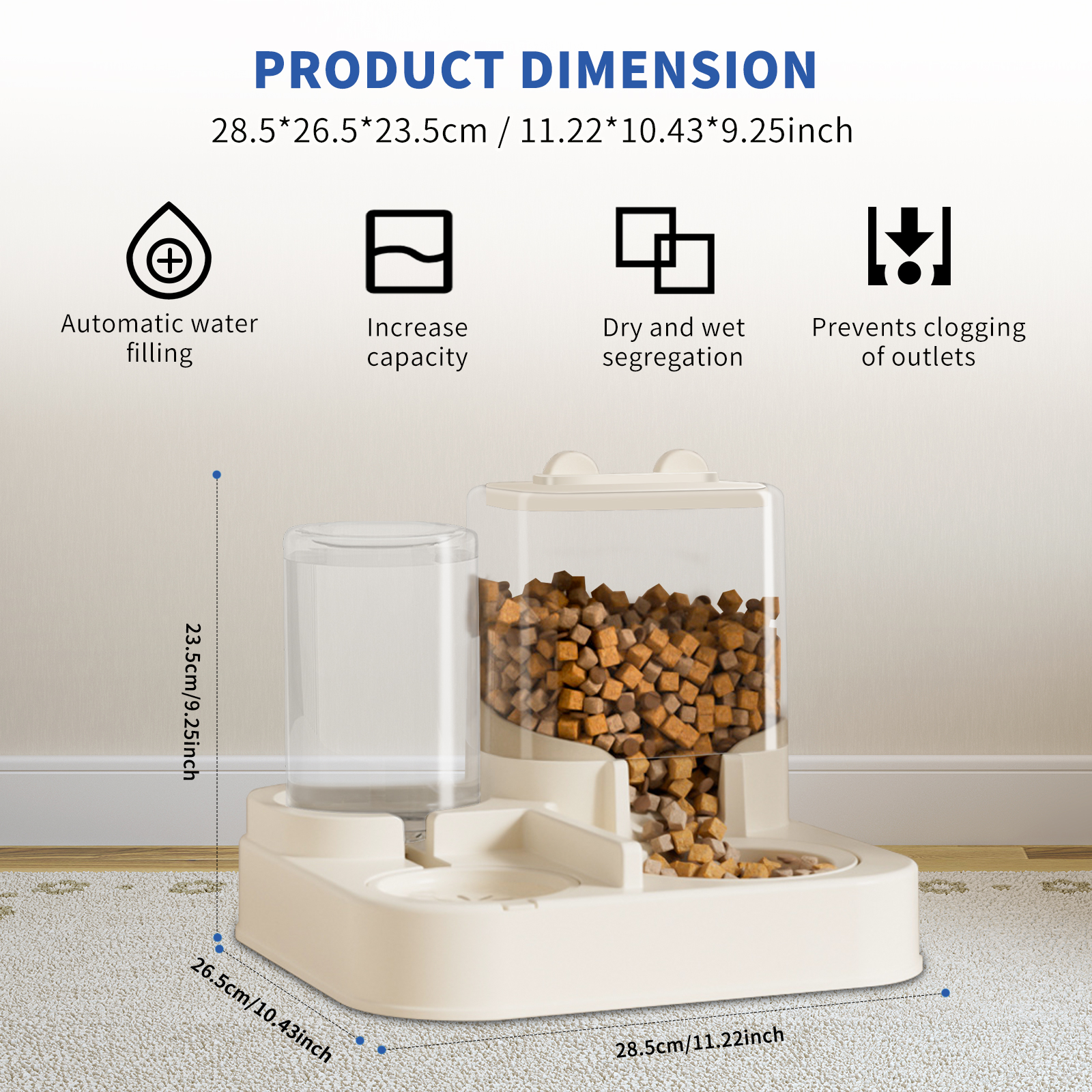 Transparent And Visible Pet Feeding And Drinking Dispenser, Automatically Refilling Food And Water, Caring For Every Moment, Allowing Owners To Travel Easily And Pets To Enjoy Worry Free Eating - Image 1