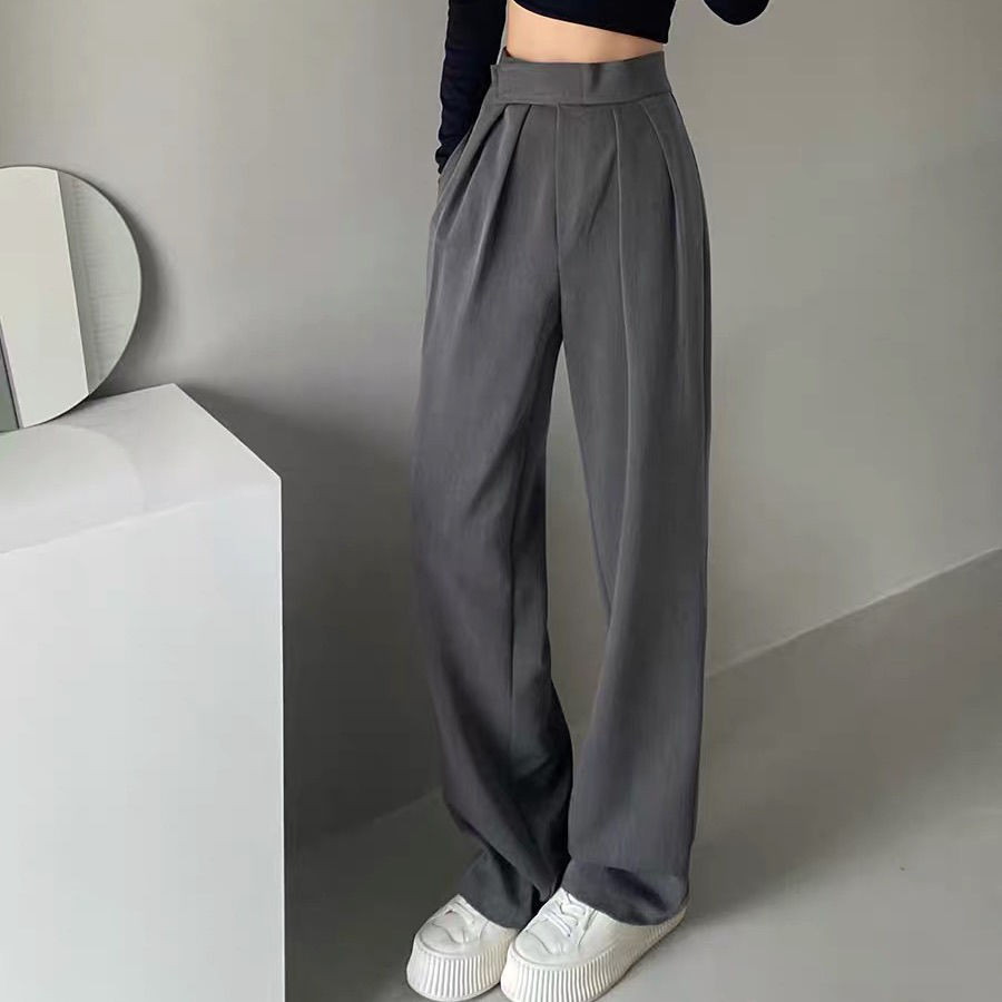 Title 2, High Waist Drape Casual Loose Suit Straight-leg...