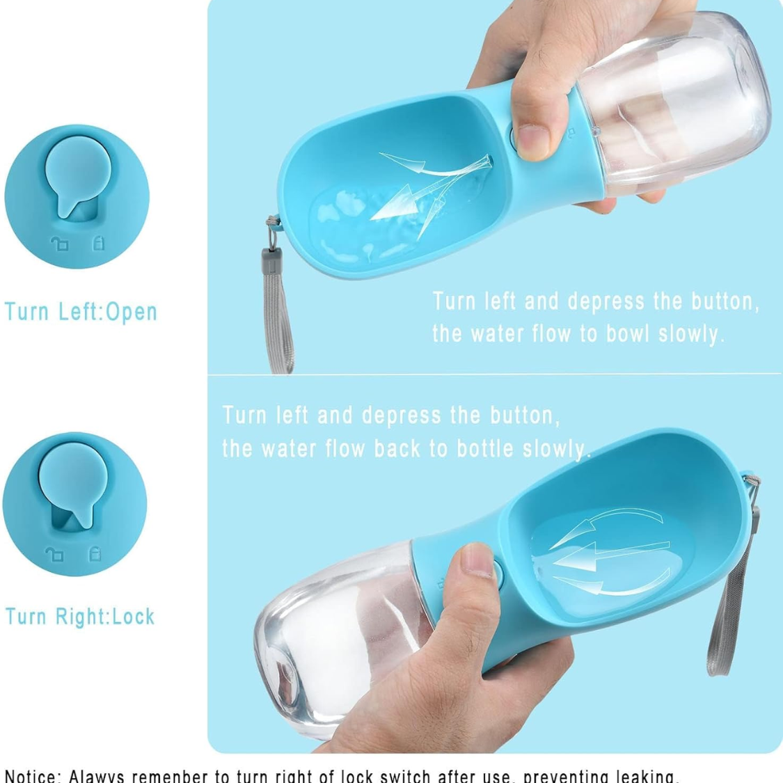 Portable Dog Water Bottle With Food Container & Filter, Travel Drinking Bottle For Pets 4