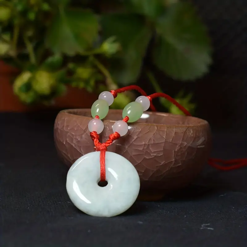 Jadeite Peace Donut Pendant Necklace – Healing Crystal Circle Stone with Adjusta