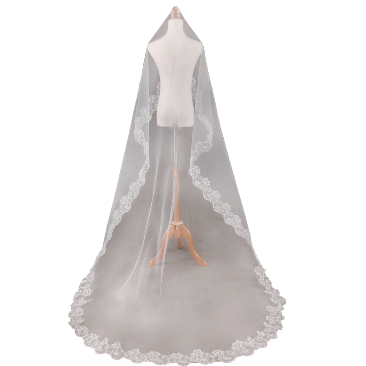 DX9003 China Factory Wholesale Lace Appliqued Bridal Veils Blusher Veils