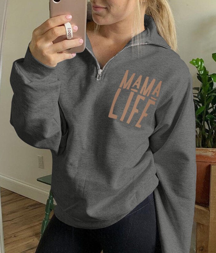 Title 6, Ladies Sleeve Print Sweatshirt Letter Zipper Sp...