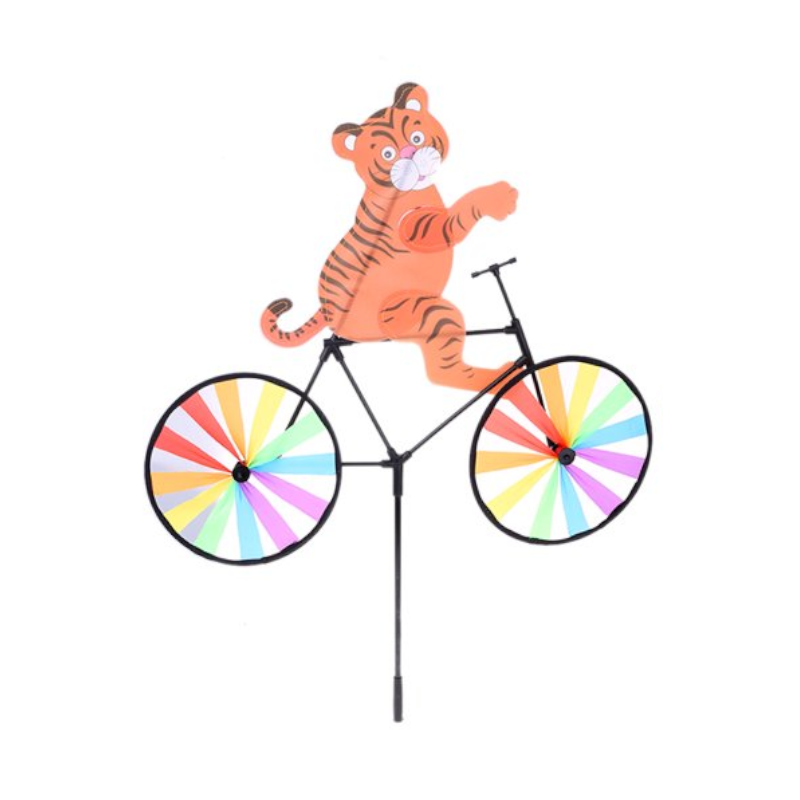 Puppy Animal On Bike Diy Windmill Animal Bicycle Wind Spinner Whirligig Garden Lawn Decorative Gadgets Kids Outdoor Toys