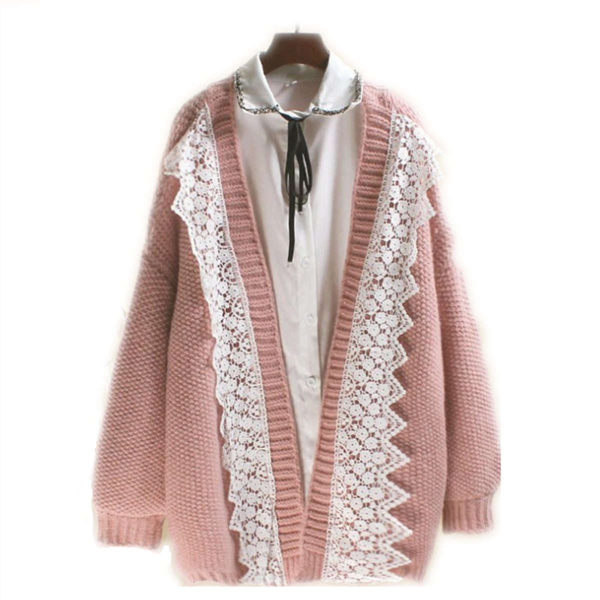 Women's Loose Coat Korean Is Very Fairy Lazy Style Knitted Cardigan Mid-length
