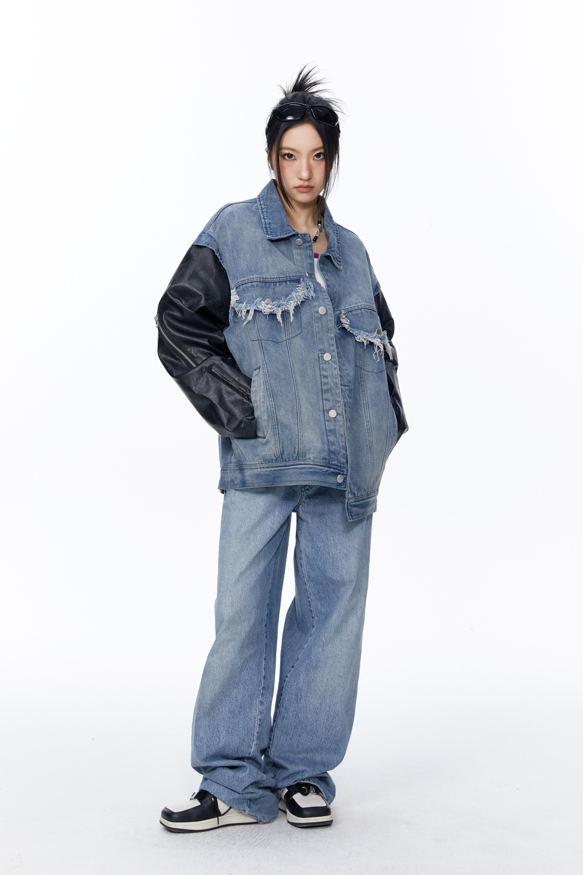 Title 6, Loose Wash Splicing Denim Jacket Coat