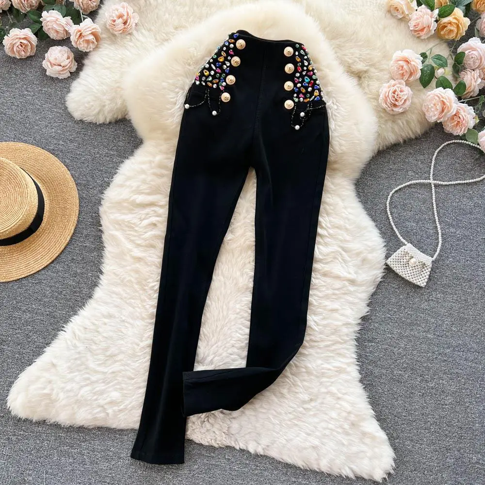 High Waist Small Feet Elastic Slim Fit Everything With Leggings - Black