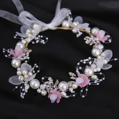 Multicolour Pearl Flower Headband Hand Braided Bridal Headband Tiara - Cwfd827F - View 1