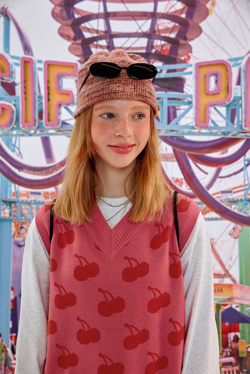 Cherry Full Flower Knitted Casual Sweater Vest