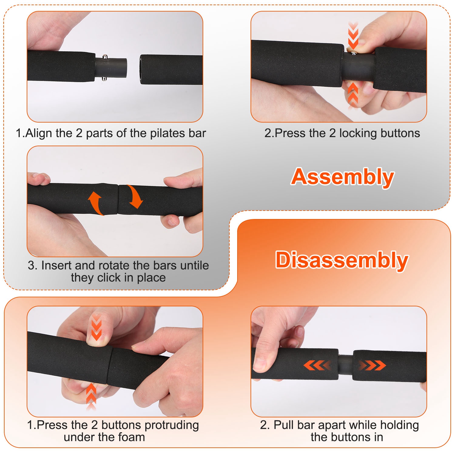 100LBS OR 180LBS Band Options - 1Pc Pilates Bar Kit Multifunctional Pilates Yoga Toning Bar Full Body Exercise Equipment Set For Beginners Intermediates Professionals 4 Elastic Resistance Bands — foto 10