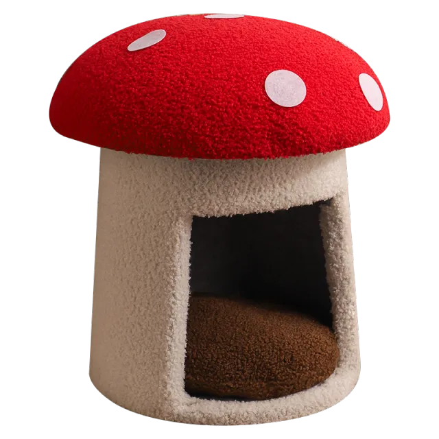 Extra Large Red Umbrella Mushroom Cat Bed, Scratch resistant And Wear resistant, Removable And Washable, Universal Pet Seat Bed For All Seasons, Pe... Mushroom Cat House - Shop at LoveMi