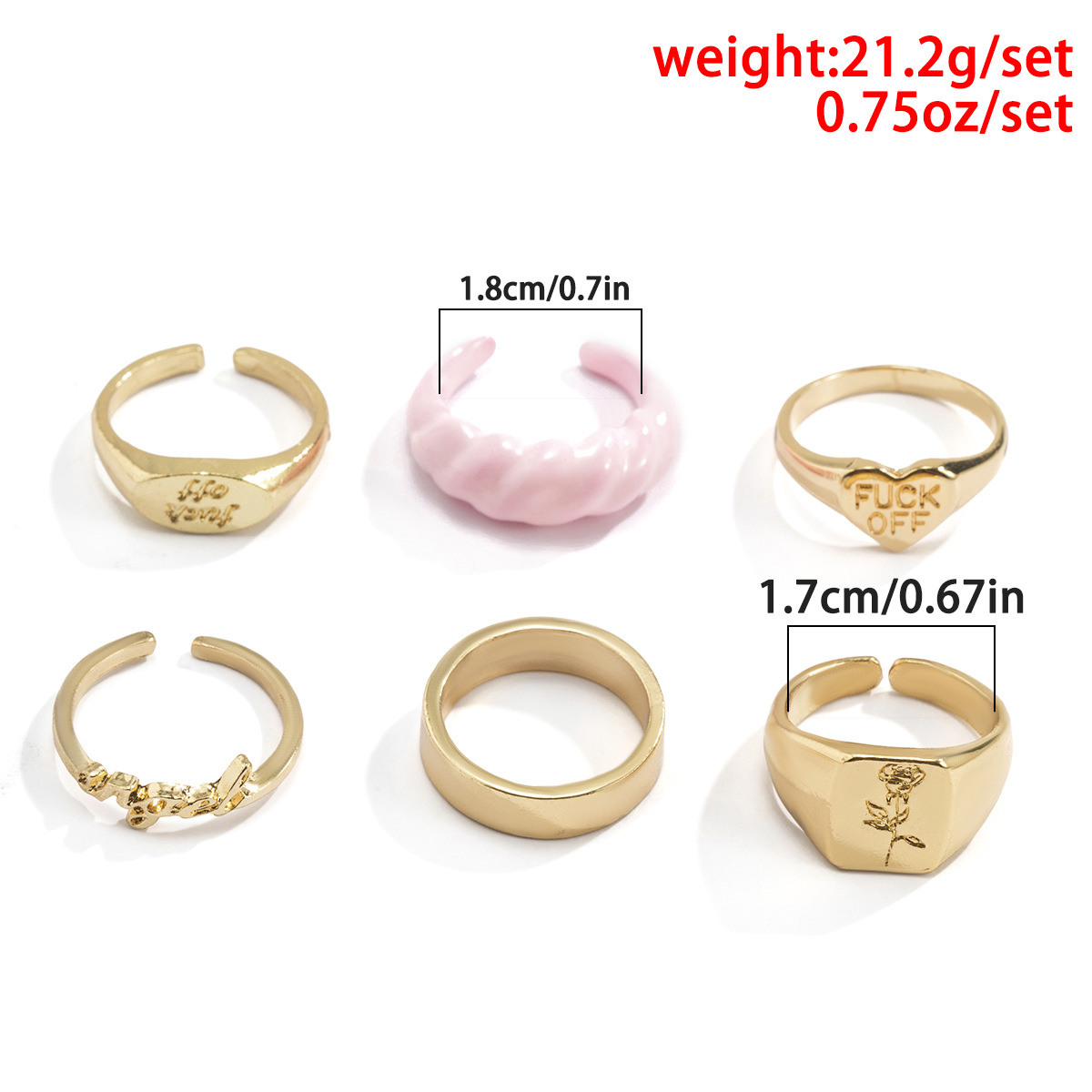 Punk Retro Wind Dripping Oil Love Suit Ring Women