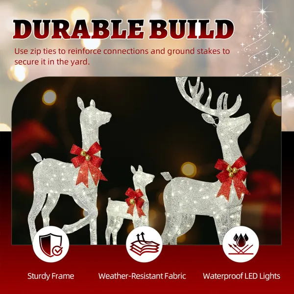 3-Piece Lighted Christmas Reindeer Family Set Outdoor Decorations, Weather Proof Sparkling Deer Family… image 9