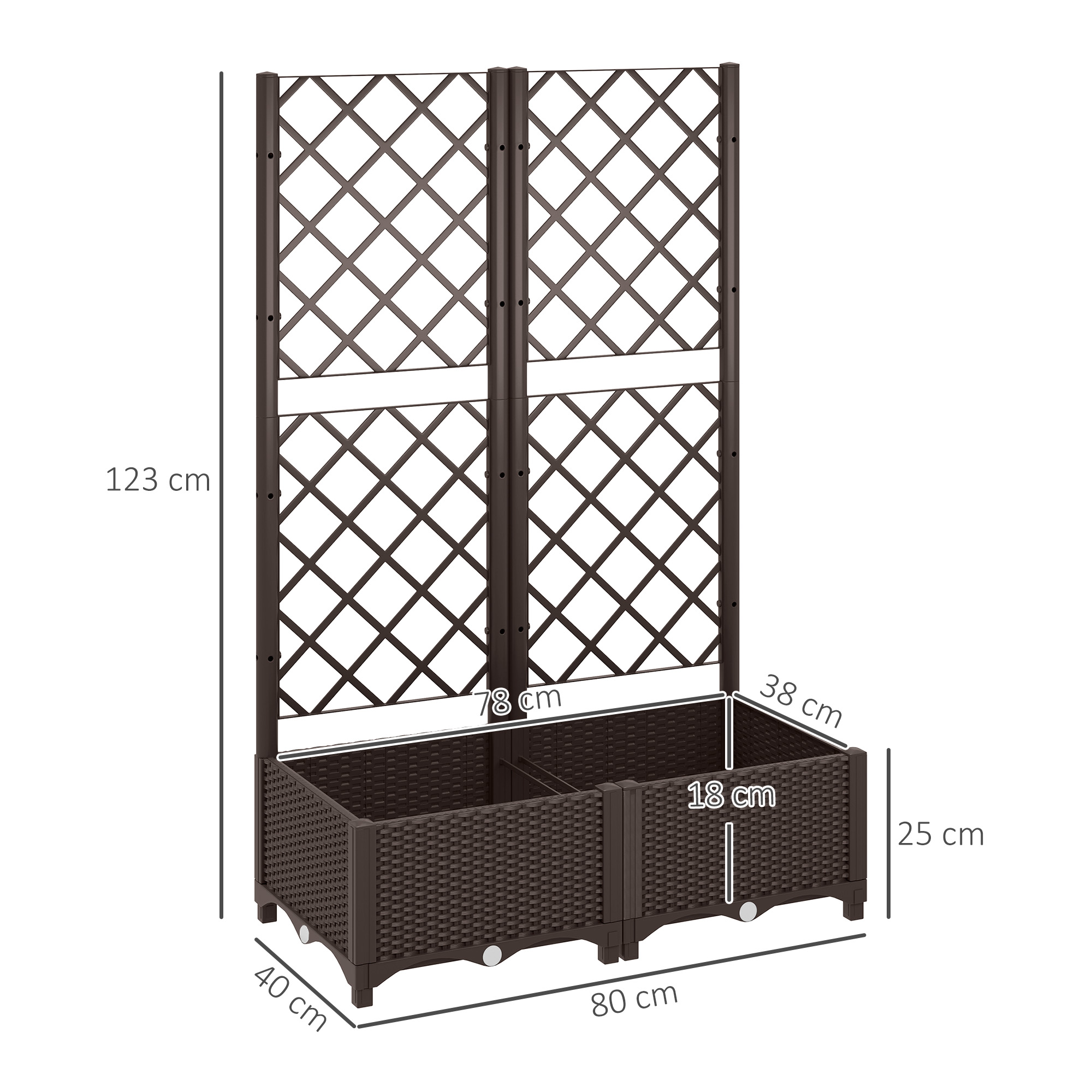 Elevated Garden Bed With Flower Rack, Plastic Planting Box, Equipped Drainage — image 4
