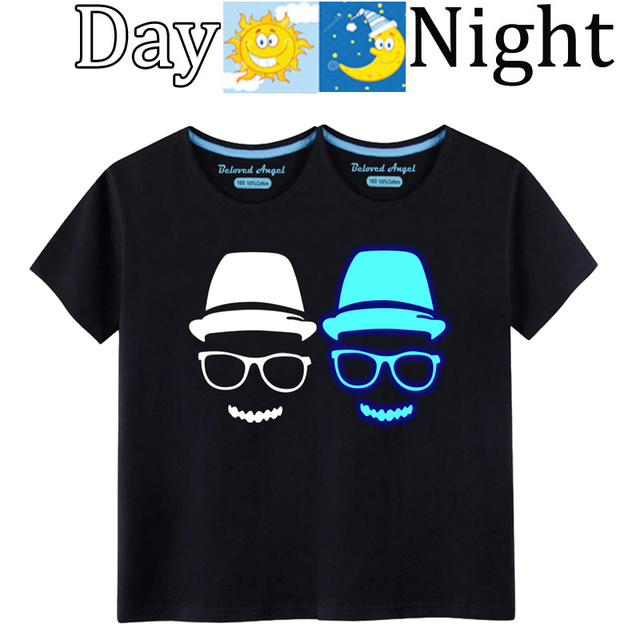 New Fashion Kids Boys T Shirt Funny Printed Luminous Tee Shi