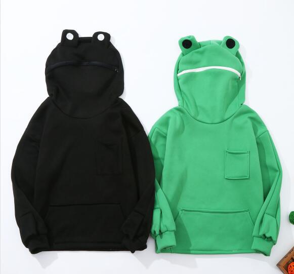 Explosion Style Children's  Solid Color Hooded Frog Sweater