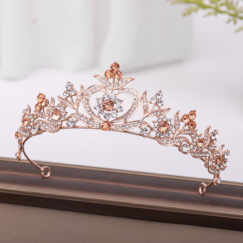 Popular Wedding Headdress, Leaf Diamond Baroque Bridal Crown With Accessories