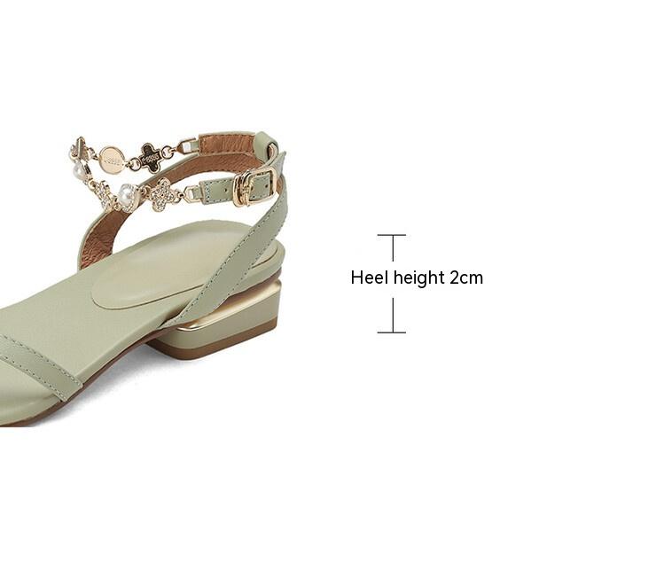 Title 9, New Square Toe Strap Cowhide Root Low Heel Sand...