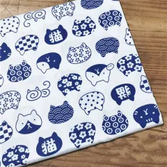Blue Bottom Japanese Style Zephile Charm Cat Shiba Inu Cotton Twill Cloth Handmade Bag Bathrobe Pet Fabric - 2 Style - View 1
