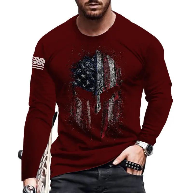 Long Sleeve Round Neck Loose Print Pullover Jacket T-shirt