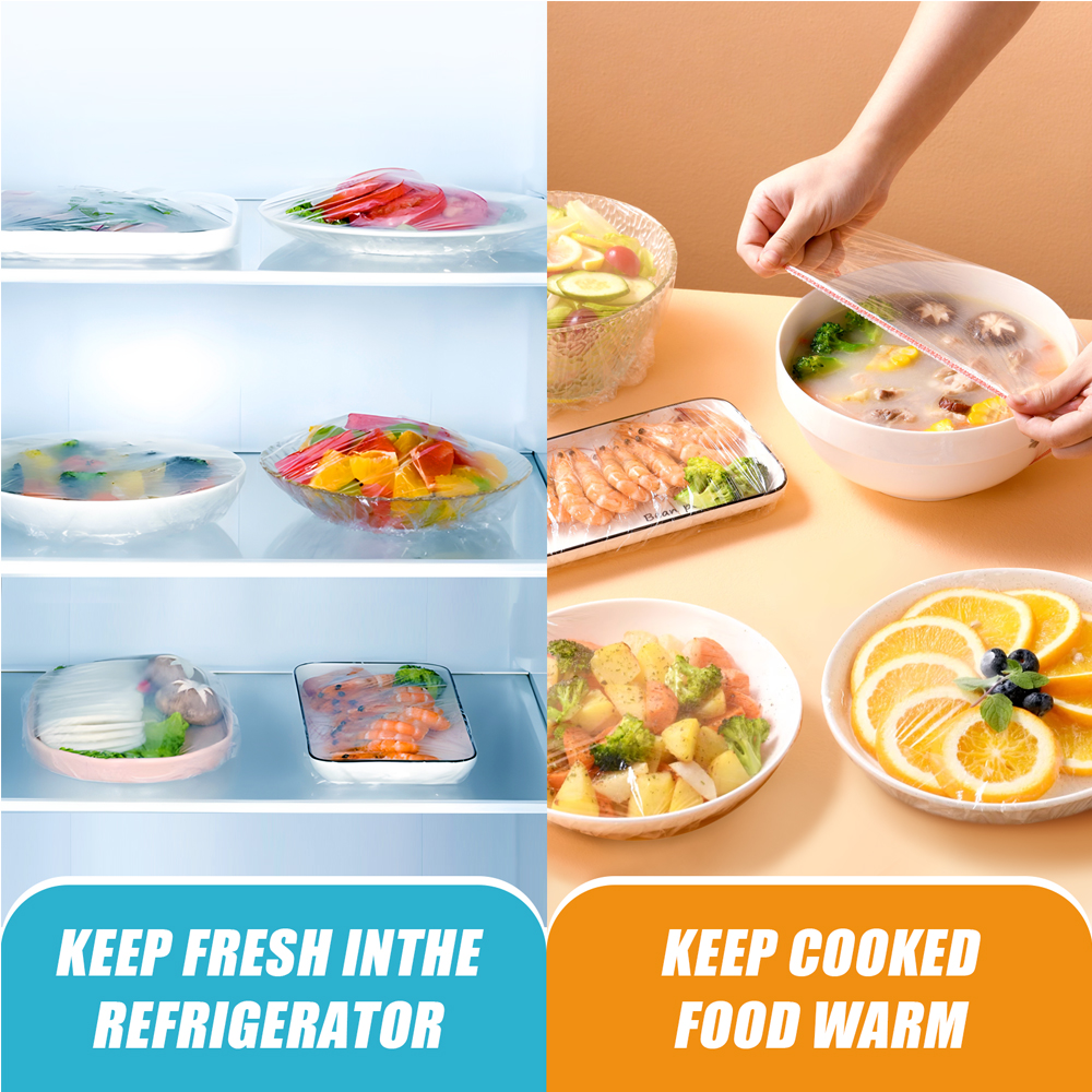 Plastic Bowl Covers Food Cover, Food Keeping Bags Elastic Reusable Plastic Stretch Elastic Food Storage Covers Kitchen Dining Plate Bread Proofing Universal Kitchen Wrap 6