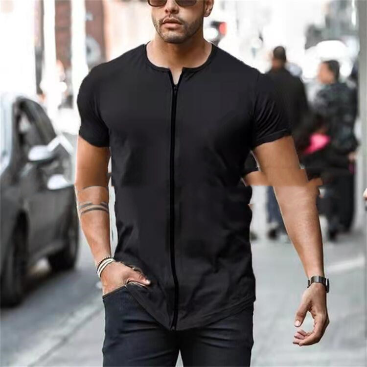 Men's Casual Versatile Zip-Up T-Shirt