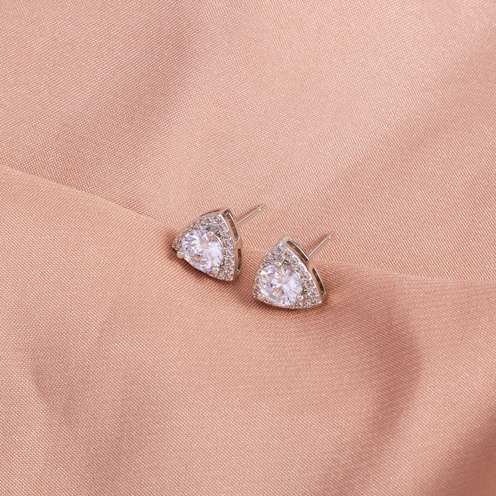 Fashion Personality Micro-inlaid Geometric Triangle Zircon Earrings