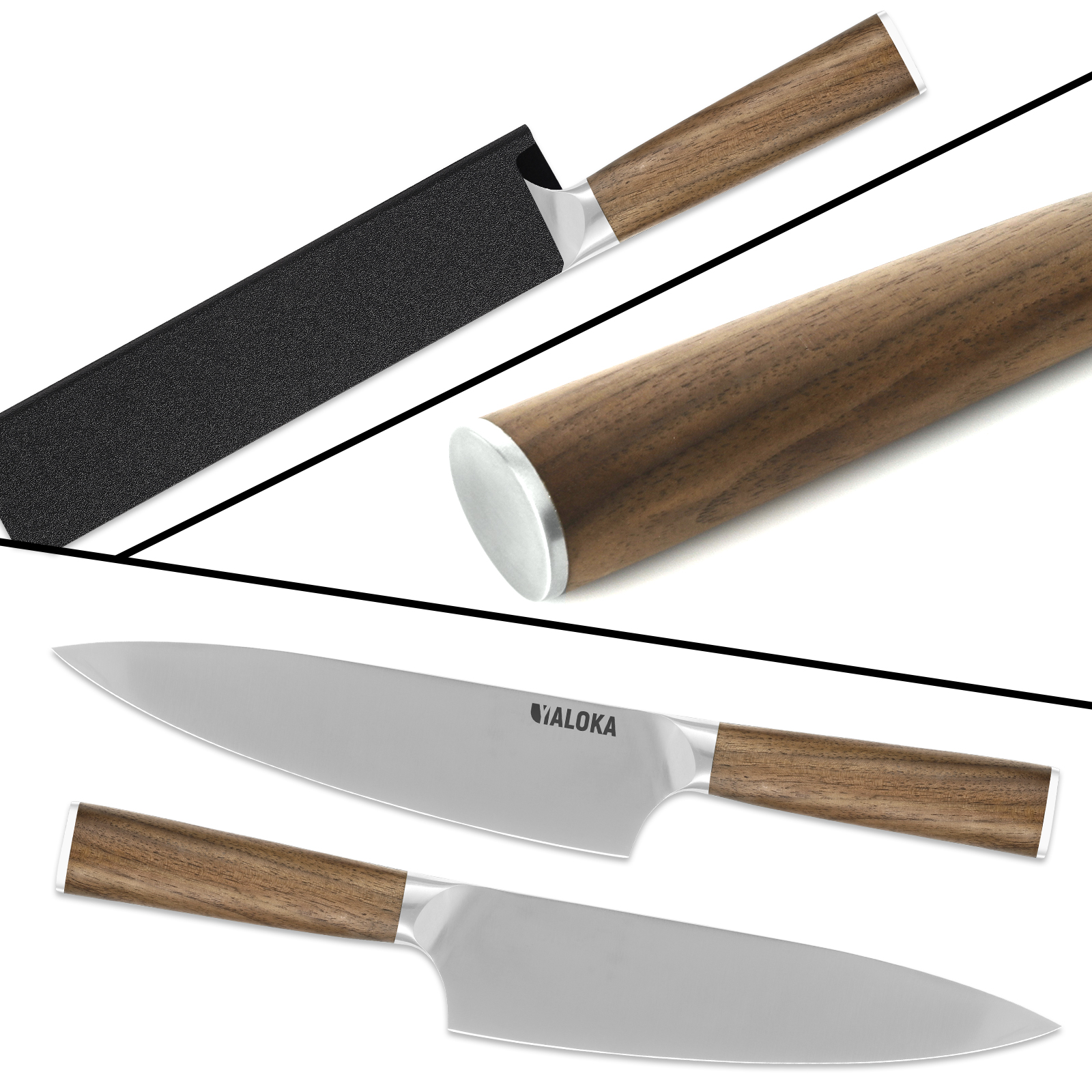 Japanese Chef Knife - 8-Inch Gyuto, Ultra Sharp. PROFESSIONAL CHEF KNIFE - The YALOKA chef knife's simple beauty and practical functionality make it a must-have for every kitchen. Its full handle design, without rivets, balances the vegetable knife for ma