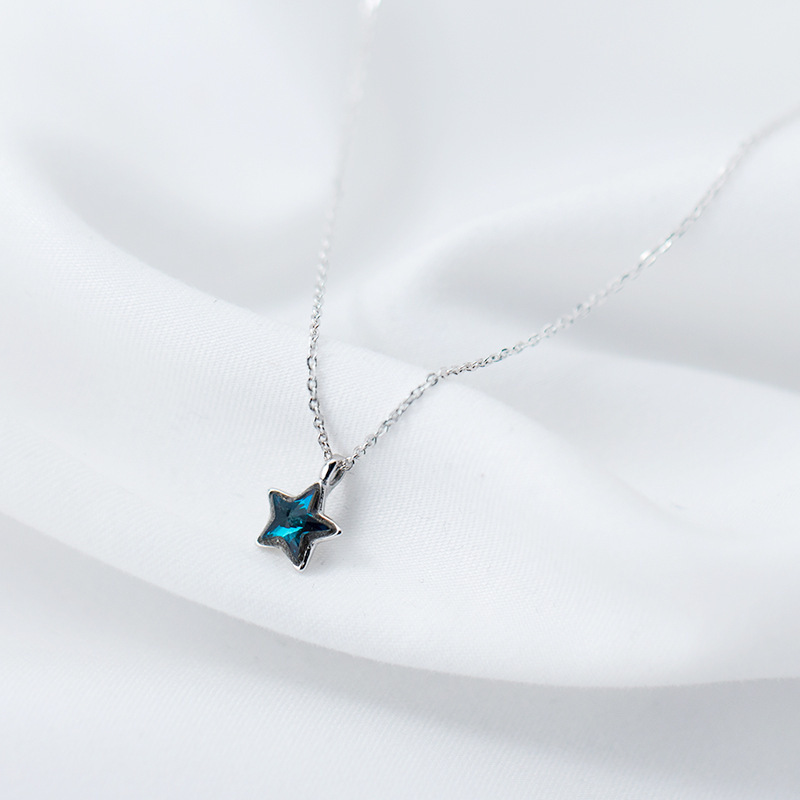 Title 3, Female Fashion Blue Star Shape Crystal Pendant ...