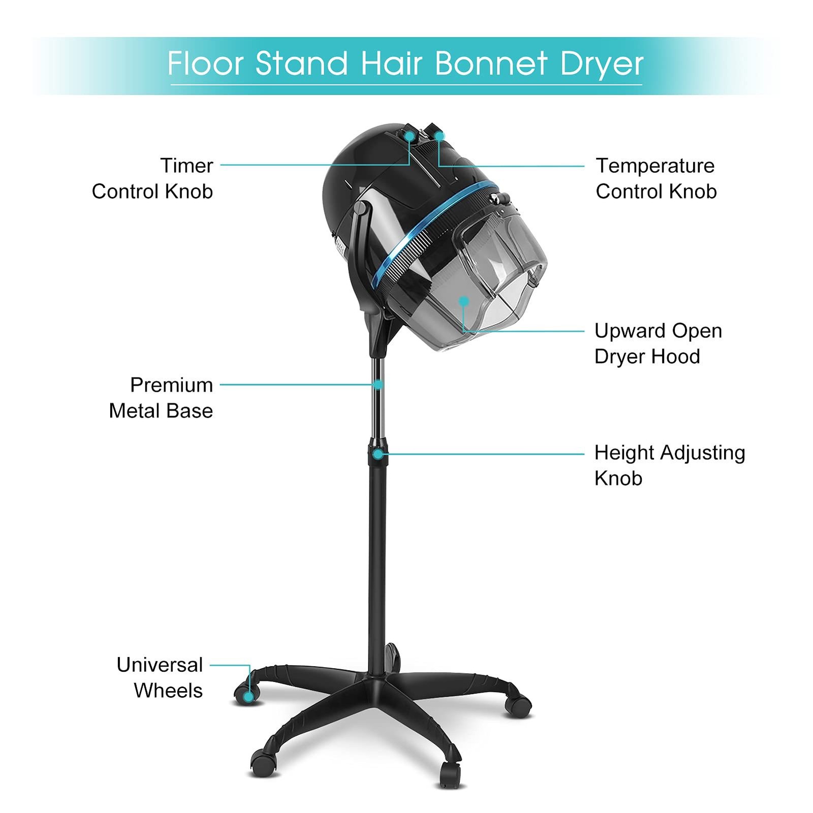 Portable Salon Hair Dryer Hood Floor Stand Hairdresser Hairdryer UK — image 5