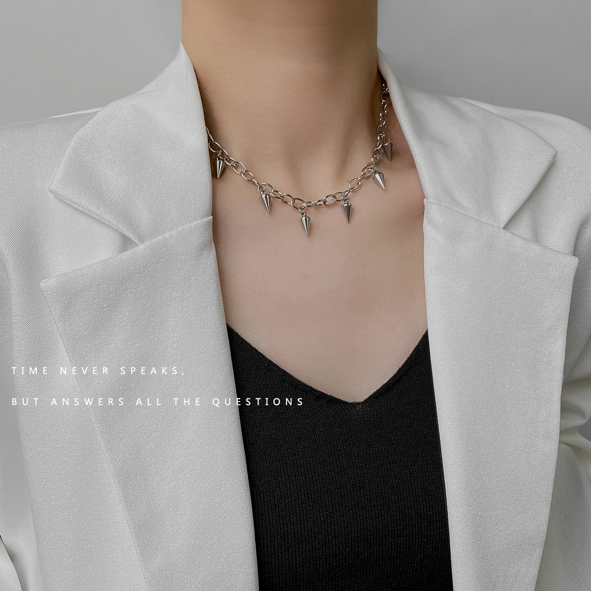 Geometric Cone Titanium Steel Necklace Ins Hip-hop Dark And Cold