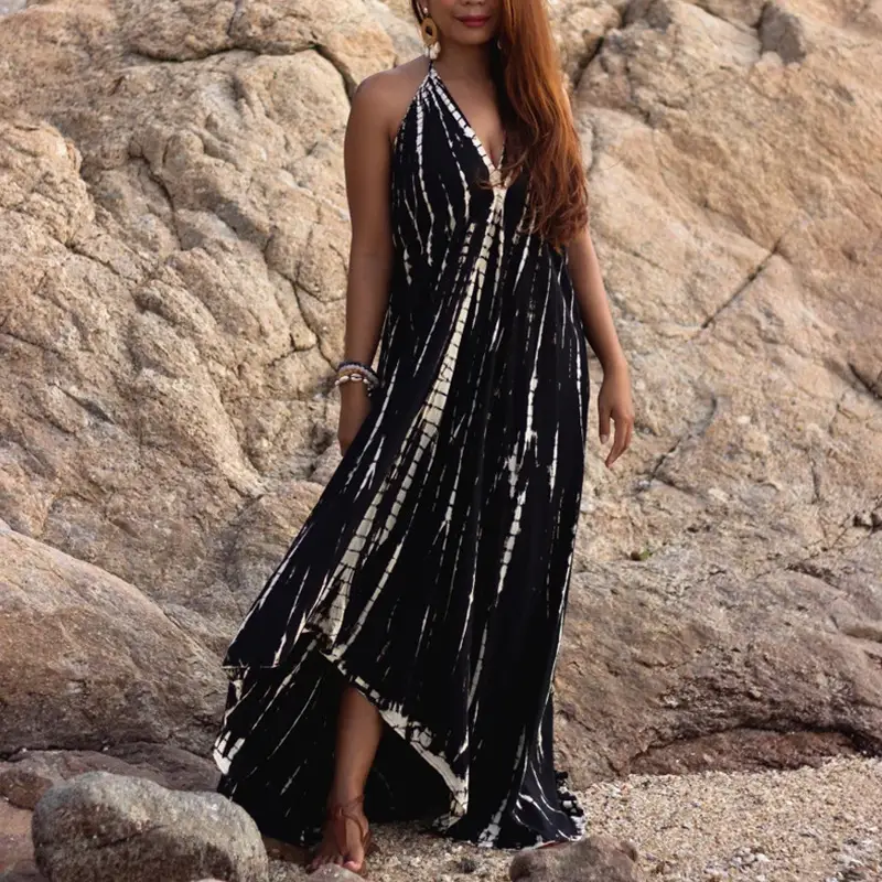 New Women's Casual Sleeveless Beach Print Dress