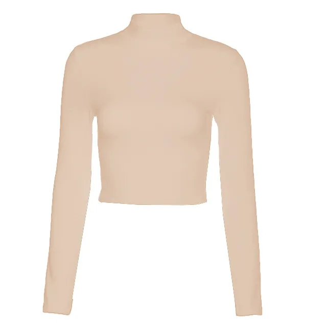 Lace up Backless Long sleeved Slim fit Knit Shirt Khaki - Shop at LoveMi