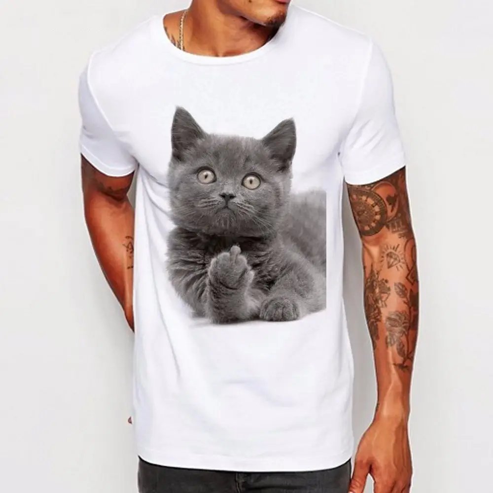 Vertical Middle Finger Cat Printing Plus Size