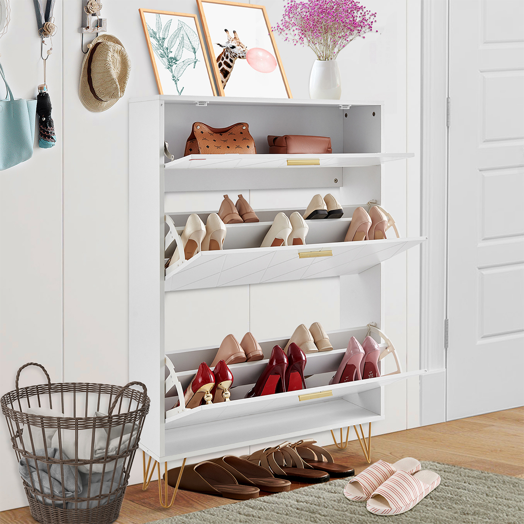 VEVOR Shoe Cabinet With 3 Flip Drawers, Shoe Storage Cabinet For Entryway, Free Standing Shoe Storage… image 2