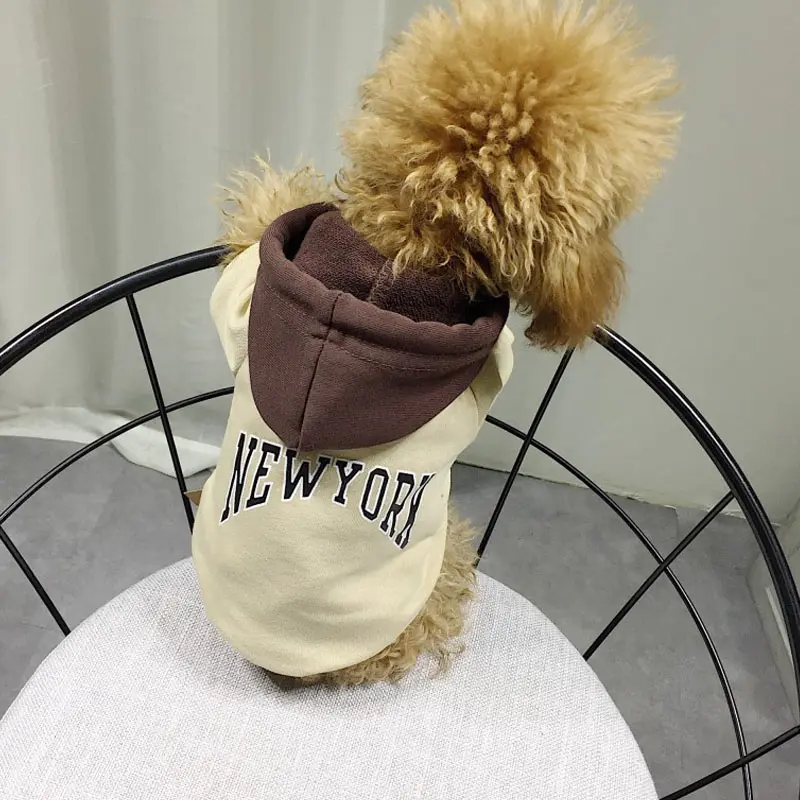 Pet Terry Cotton Casual Hooded Letter Sweatshirt