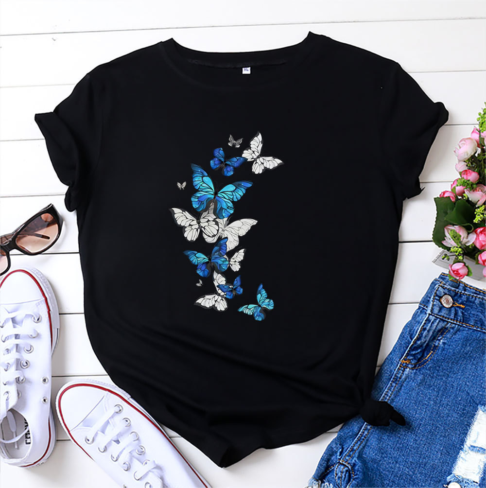 Title 4, Womens fashion flying butterfly print cotton r...