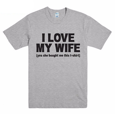 Title 5, "I Love My WIFE" Letter Print Couple T-shirt, a...